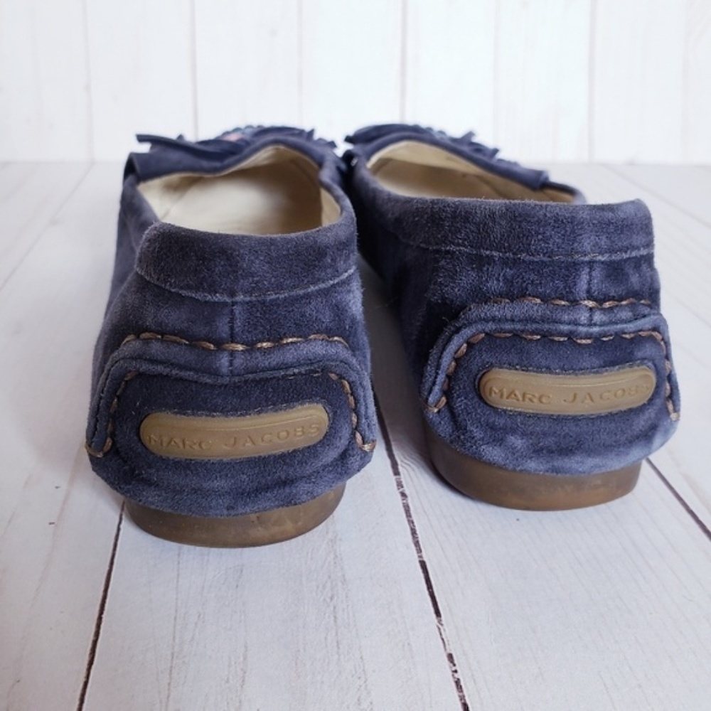 Marc Jacobs Floral Suede Driving Moccasins Blue 38 - Picture 3 of 7